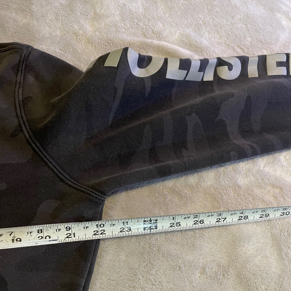 Hollister Mens Camo Hoodie Black Gray Camouflage Logo Graphic Pullover Size M - Picture 7 of 13